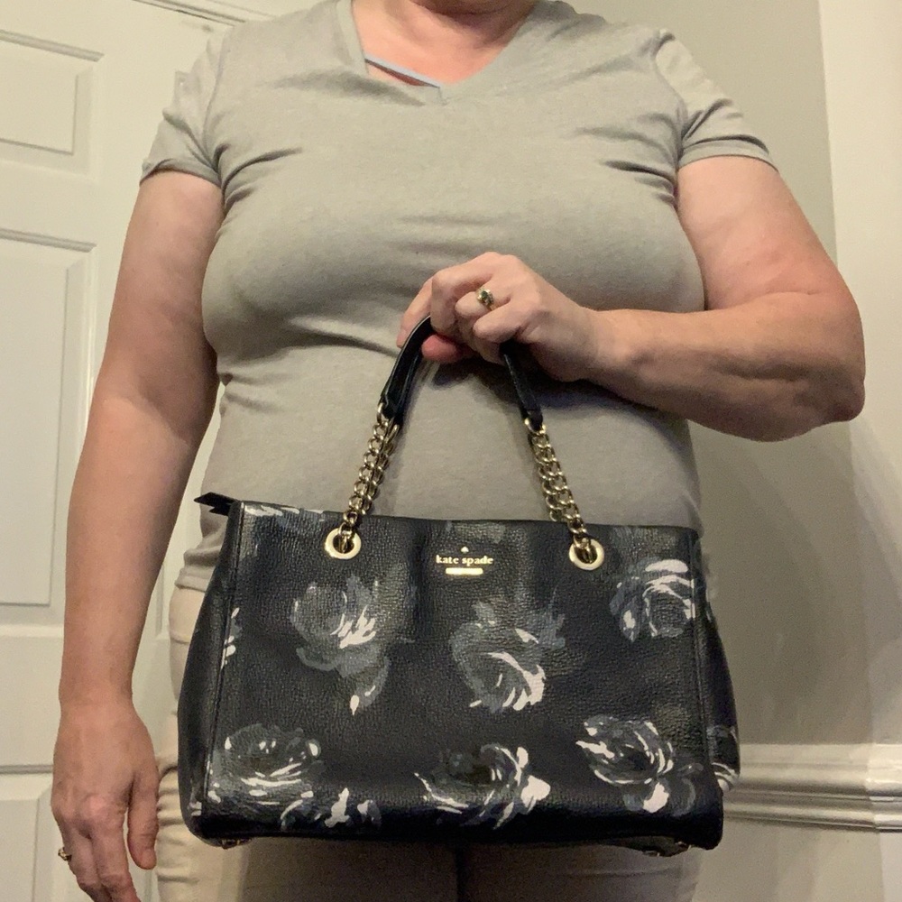 Kate Spade New York Meena Briar Night Rose Satchel Handbag GUC Navy Multi Color